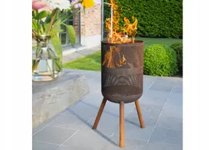 Outdoor fire pit Rojaplast BONFEU BONVES 45 rust finish, round metal basket model 4502R