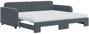 Диван-кровать VidaXL модель 3196967 тёмно-серый бархат с матрасами 90x190 см