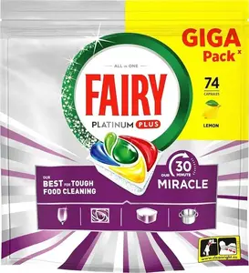 Таблетки для посудомоечной машины FAIRY Platinum+ Lemon — 74 шт., мультиэффект