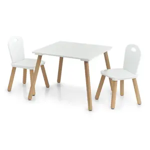 Bērnu galda un krēsla komplekts ZELLER 13501 — koka kvadrāta galds 55×55 cm, krēsls, dabīgs/balts, FSC
