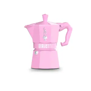 Moka pot Bialetti Moka Exclusive — aluminium stovetop coffee maker, Pink, 3-cup (MPN 9063)