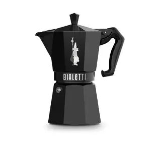 Moka pot Bialetti Moka Exclusive — aluminium stove-top coffee maker, Black, 6-cup capacity