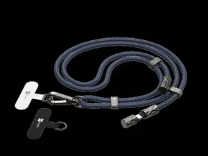ER Snake Lanyard Navy Blue — fabric neck strap for ID cards, keys and small tools