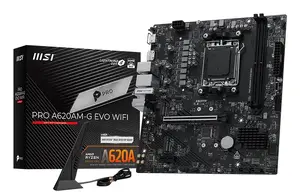 Motherboard MSI Pro A620AM-G EVO WIFI — AMD A620A chipset, Socket AM5, micro ATX, DDR5, 2 memory slots, Wi‑Fi 6E, 2.5Gb Ethernet