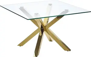 Coffee table Beliani STARLIGHT — glass top, gold metal frame