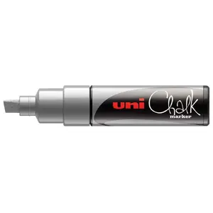 Kreido marķieris Uni Uni-Ball ChalkGlass PWE-8K — sudraba šķērsgriezuma uzgali 8 mm, 1 gab.