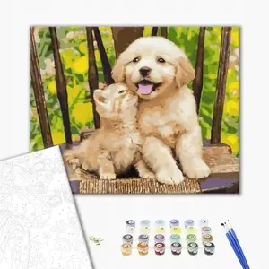 Krāsošana pēc numuriem BRUSHME BR-BS39280 — audekls 40x50 cm, 'Mali Przyjaciele', 1 gab.