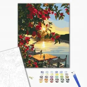 Krāsošana pēc numuriem BRUSHME BR-BS33211 — audekls 40x50 cm, saulriets uz piestātnes, 1 gab.