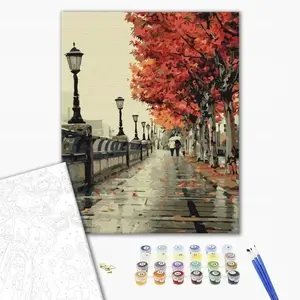 Krāsošana pēc numuriem BRUSHME BR-BS117 — audekls 40x50 cm, ‘rudens bulvāris’, 1 komplekts