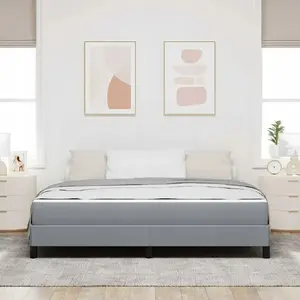 Gulta ar atsperu matraci VidaXL 180 x 200 cm gaiši pelēka audums Lumarko