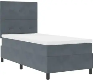 Континентальная кровать с матрасом VidaXL Lumarko 100x200 см тёмно-серая велюровая