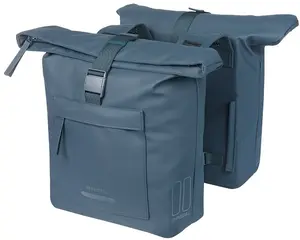 Double Pannier Bag Basil Brooklyn 41L with Universal Bridge System, Waterproof, Navy