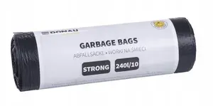 Trash Bags Donau Home 240 L LDPE, pack of 10, black