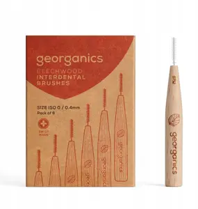 Interdental Brush Georganics GEO01095 wooden beech handle 0.4 mm pack of 6