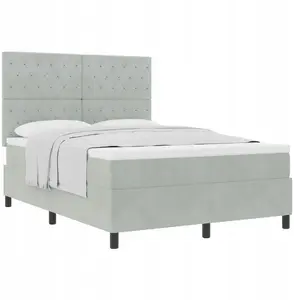 Кровать box spring с матрасом VidaXL Lumarko светло-серый велюр 140x200 см
