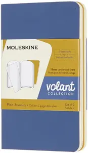 Piezīmju grāmatiņa Moleskine Volant XS MS-620558 — gludas lapas, 56 lappuses, zila un dzintar‑dzeltena