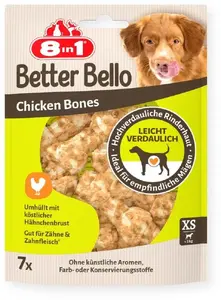 Лакомство для собак 8in1 BetterBello кость XS с коллагеном, курица — для чувствительного желудка