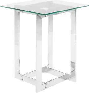 Glass Coffee Table Beliani CRYSTAL silver, tempered glass top, metal frame