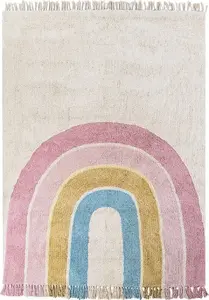 Bērnu kokvilnas paklājs Beliani TATARLI 140 x 200 cm bēšs daudzkrāsains