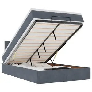 Кровать VidaXL модель 3311742 с матрасом, 90x193 см, грузоподъёмность 140 кг, серый велюр
