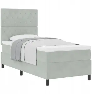 Кровать с матрасом VidaXL Lumarko 100x200 см бархат светло-серая