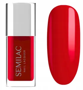 Nail polish SEMILAC 120 Neon Red — classic nail lacquer, 9 ml