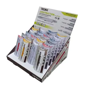 TROIKA Counter display with 24 × CONSTRUCTION LILIPUT multitasking clip-on retractable ballpoint pens (assorted colours)