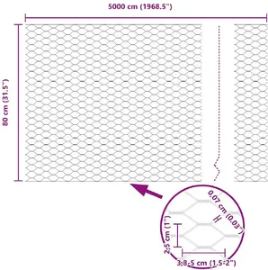 VidaXL шестигранное садовое ограждение 0.8 x 50 м серое сталь Lumarko