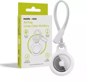 Protective Loop Case Holder for Apple AirTag by MOBILE ORIGIN, Model A1, White