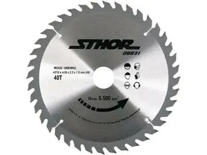 Circular saw blade STHOR 08831 carbide-tipped for wood, 210 mm diameter, 30 mm bore, 40 teeth