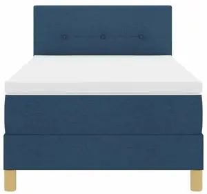 Кровать Box Spring VidaXL модель 3342414 с матрасом и LED-подсветкой, синяя ткань, 90x200 см