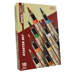 Speedpaint 2.0 Marker Starter komplekts, Army Painter — daudzkrāsaini marķieri (melns, zils, pelēks, oranžs, sarkans, sudraba, dzeltens)