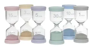 Hourglass set TFA Dostmann model 18.6012.30, glass sand timers in multiple colours