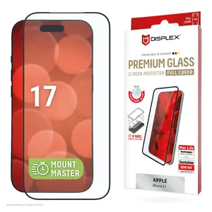 Защитное стекло e.v.i. Displex для iPhone 17 Premium с Mount Master — стойкое к царапинам, прозрачное/чёрное