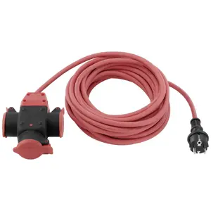Power extension cable Sygonix SY-5806890 10 m H07RN-F 3G 1.5 mm² 16 A 230 V 3× Type F outlets Red, indoor/outdoor