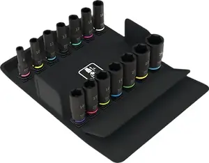Impact socket set Wera 05005580001 — 14-piece, 3/8" drive, black impact sockets