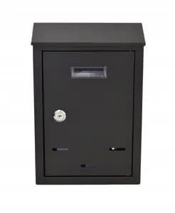 Mailbox AWTools AW75005 black — wall-mounted metal mailbox 300x230x85 mm