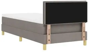Кровать с коробчатым пружинным основанием, матрасом и LED VidaXL Taupe 90x200 см Ткань Lumarko