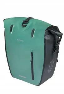 Pannier bag Basil RIVO L single pannier 25–31L with MIK hooks, waterproof, silvergreen/black