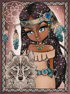Набор для алмазной вышивки Diamond Dotz Indian Girl with Wolf — разноцветный, уровень Intermediate (400×300 мм)