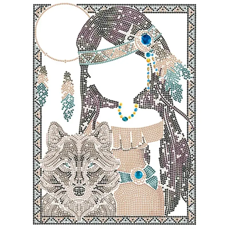 Diamond Dotz Diamond Painting Indian Girl with Wolf Photo 2
