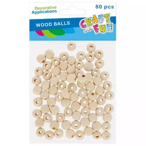 Wooden Beads Craft with Fun CF822 — 10 mm, 80 pcs, natural finish