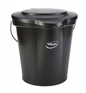 Food bucket Vikan 7531 — 12 L black, polypropylene with stainless steel handle and pouring spout