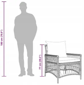 Garden Chair VidaXL model 42006217 — black poly rattan with cushions