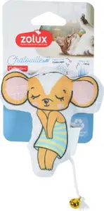 Игрушка для кошек Unizoo ZOLUX CHATOUILLE 12 см — мышка в платье с бубенчиком и кошачьей мятой