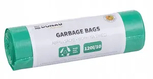 Мешки для мусора Donau Home для раздельного сбора, стекло (LDPE), 120 л, 10 шт., зелёные