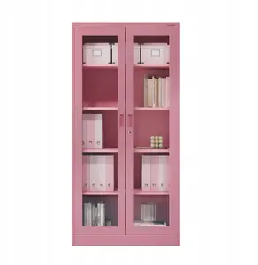 Glass-front Wardrobe Jan Nowak AMELIA with Glass Doors, Fresh Style pudrowy róż