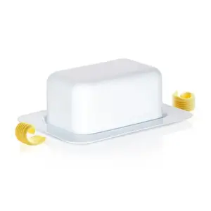 Butter dish Vilde 259629 — stainless steel and white container for storing butter
