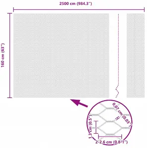 Ограждение VidaXL шестиугольная сварная сетка 1.6 x 25 м, сталь, серое