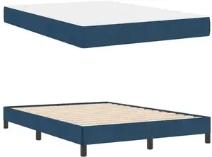 Кровать с пружинным матрасом VidaXL 140 x 190 см синяя ткань Lumarko